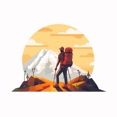 Hiking vector flat minimalistic asset isolated illustration clipart