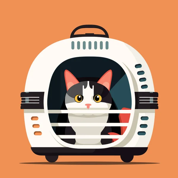Gato Transportador Vetor Plana Minimalista Ilustração Isolada — Vetor de Stock