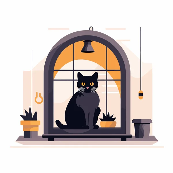 Кіт Притулку Вектор Плоска Мінімалістична Ізольована Ілюстрація — стоковий вектор