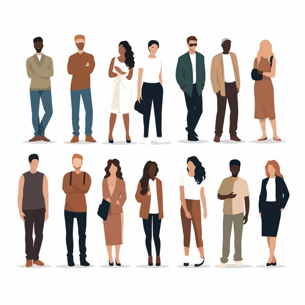 Diverse Group People Vector Flat Isolated Illustration — Stock Vector
