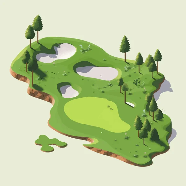 Golfplatz Isometrischer Vektor Flach Minimalistisch Isoliert Abbildung — Stockvektor