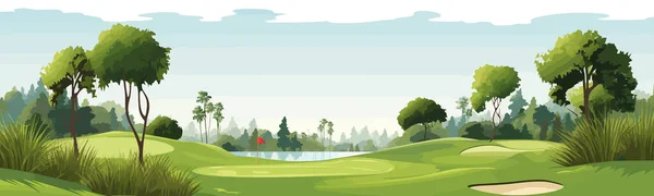 Campo Golf Vector Simple Liso Cortar Pegar Ilustración Aislada — Vector de stock