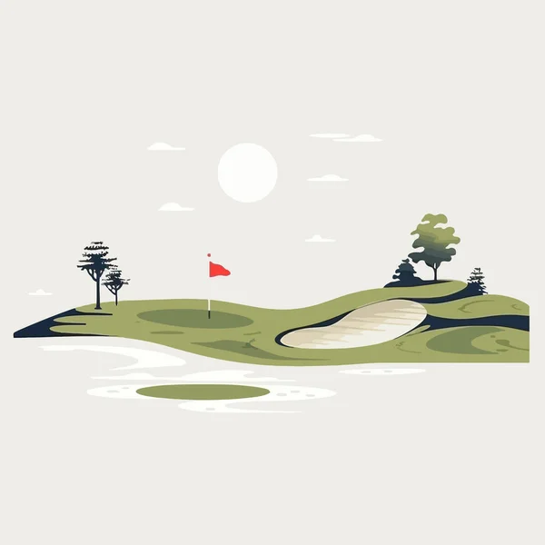 高尔夫球场矢量平面极小孤立的例子 — 图库矢量图片