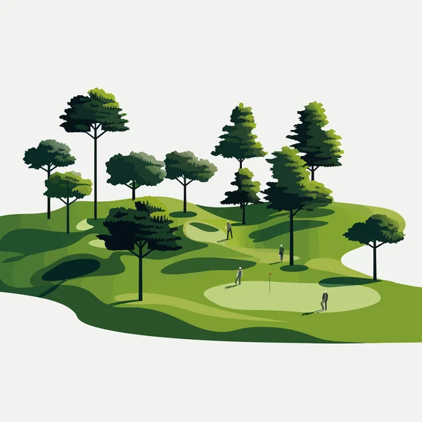 Vecteur Terrain Golf Plat Minimaliste Illustration Isolée — Image vectorielle