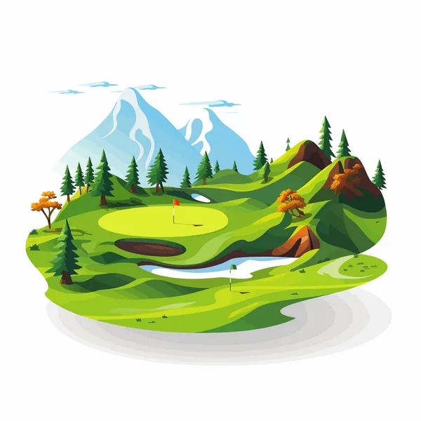 Golf Pálya Vektor Lapos Minimalista Elszigetelt Illusztráció — Stock Vector