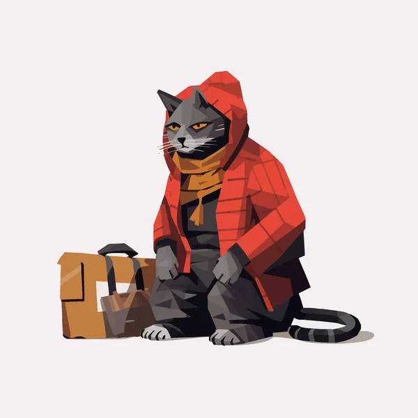 Homeless Cat Vector Flat Minimalistic Isolated Illustration — Stock Vector