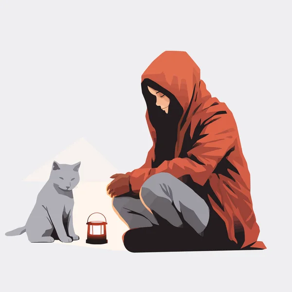 Bezdomny Kot Wektor Płaski Minimalistyczny Izolowane Ilustracja — Wektor stockowy