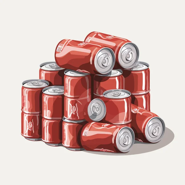Pile Aluminum Cans Vector Flat Minimalistic Isolated Illustration — Stock Vector