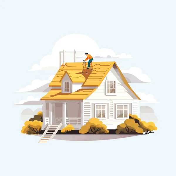 Roofing Vector Flat Minimalistic Isolated Illustration — Stock Vector