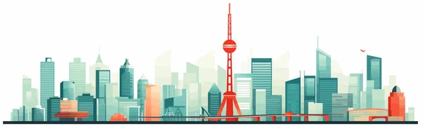 Tokyo Skyline Vettore Semplice Taglio Liscio Incollare Illustrazione Isolata — Vettoriale Stock