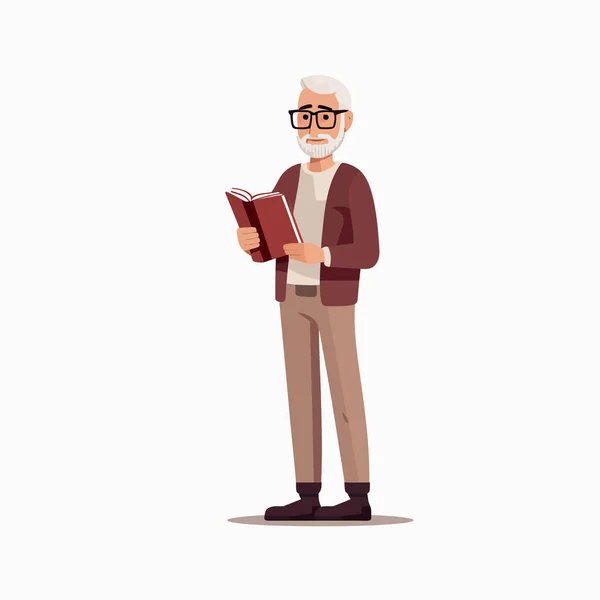 Homme Avec Vecteur Livre Plat Minimaliste Illustration Isolée — Image vectorielle