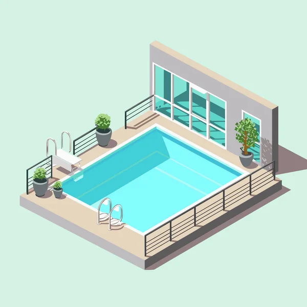 Pool Isometric Vector Flat Minimalistic Isolated Illustration — Stock Vector