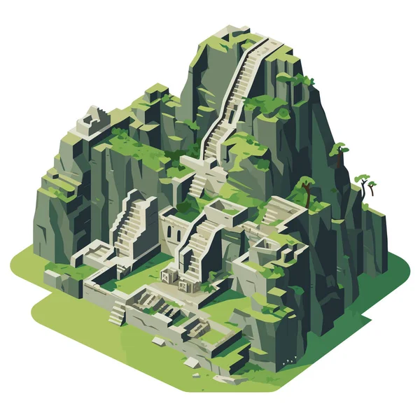 Machu Picchu Inca Ruins Peru Vector Flat Isolated Illustration — Vector de stock