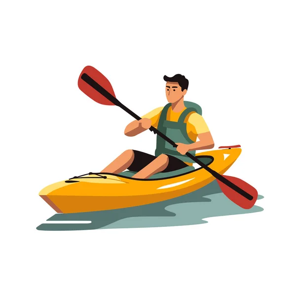 stock vector Man Paddling Kayak vector flat minimalistic isolated illustration