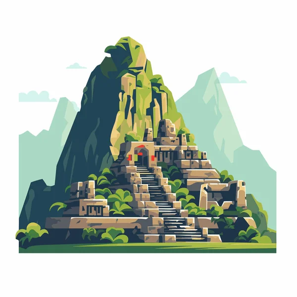 Machu Picchu Inca Ruins Peru Vector Flat Isolated Illustration — Archivo Imágenes Vectoriales