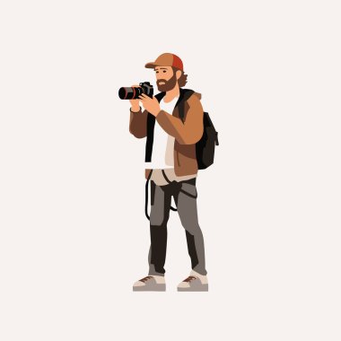 man with camera vector flat minimalistic isolated illustration clipart