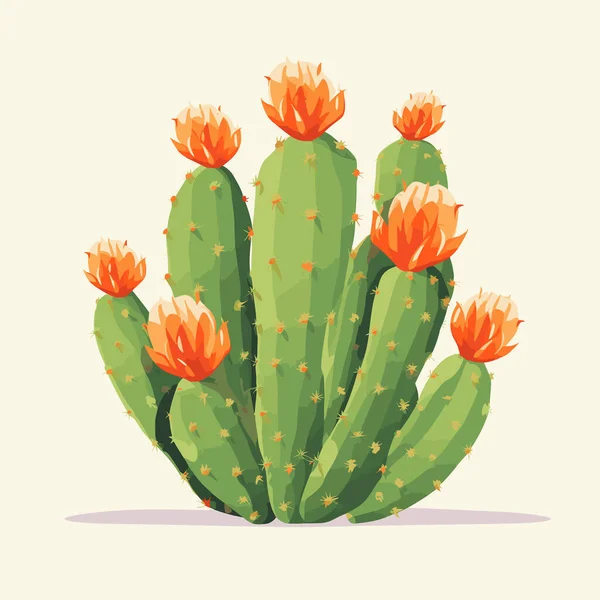 Opuntia Cactus Vetor Plana Ilustração Minimalista Isolado — Vetor de Stock