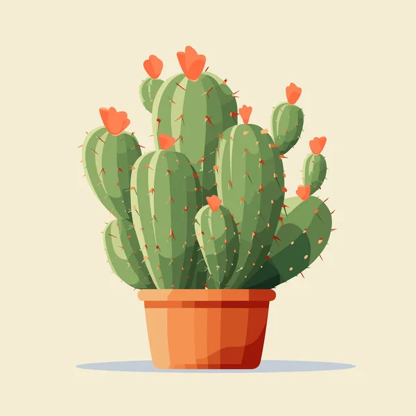Opuntia Cactus Векторні Плоскі Мінімалістичні Ізольовані Ілюстрації — стоковий вектор
