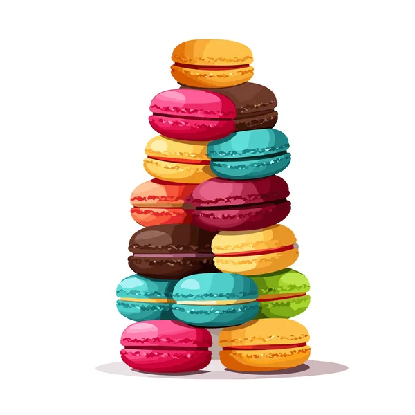Stapel Kleurrijke Macarons Vector Platte Geïsoleerde Illustratie — Stockvector
