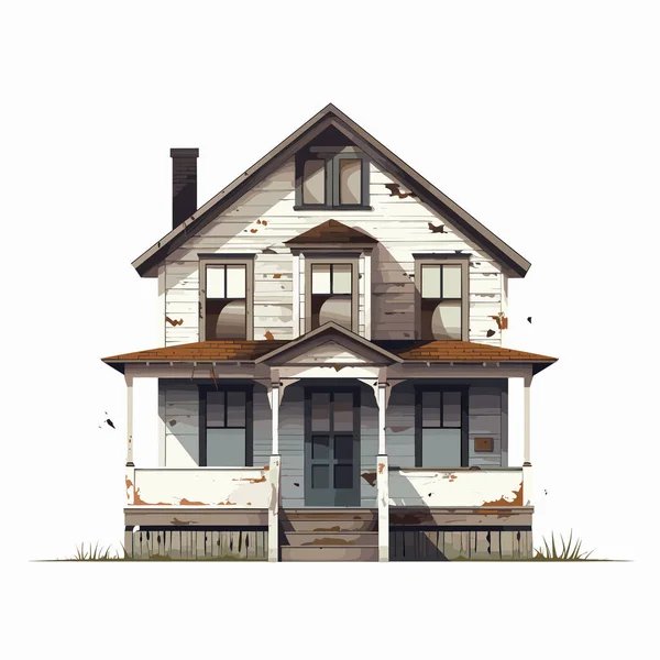 Abandonné Vintage House Vecteur Plat Illustration Isolée — Image vectorielle
