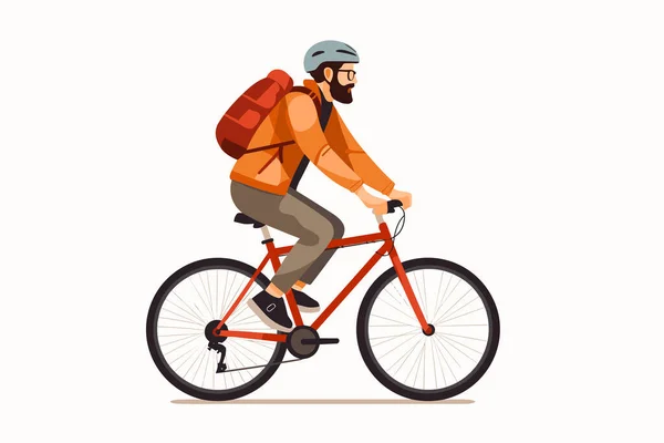 Homme Sur Bicicule Vecteur Plat Minimaliste Isolé Illustration — Image vectorielle