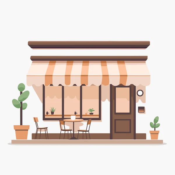Lindo Café Tienda Exterior Vector Plano Aislado Ilustración — Vector de stock