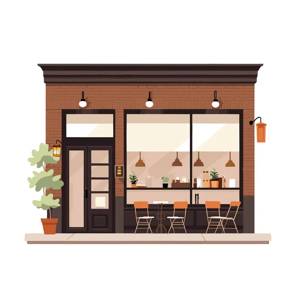 Bonito Café Exterior Vetor Plana Isolado Ilustração —  Vetores de Stock