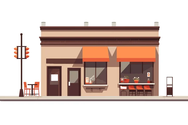 可爱的咖啡店外向量平面隔离插图 — 图库矢量图片