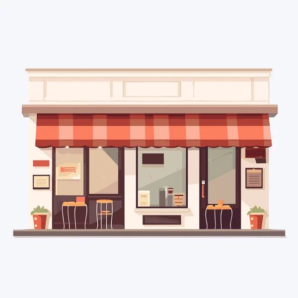 Lindo Café Tienda Exterior Vector Plano Aislado Ilustración — Archivo Imágenes Vectoriales