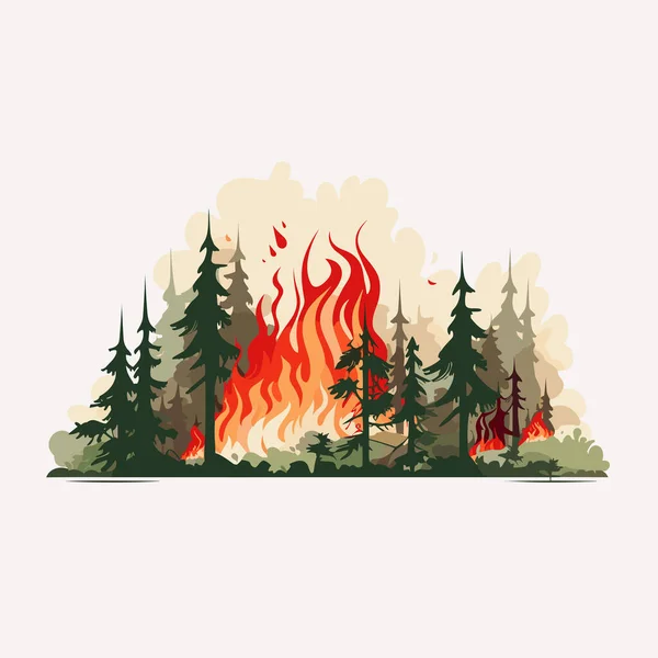 森林在火矢量平面上简约孤立的图解 — 图库矢量图片