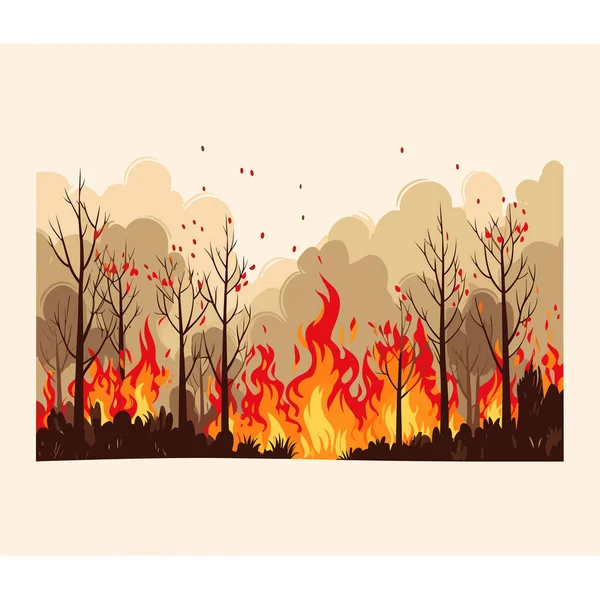 Δάσος Στη Φωτιά Διάνυσμα Επίπεδη Μινιμαλιστική Απομονωμένη Εικόνα — Διανυσματικό Αρχείο