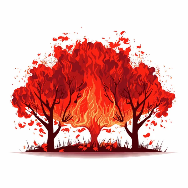 Δάσος Στη Φωτιά Διάνυσμα Επίπεδη Μινιμαλιστική Απομονωμένη Εικόνα — Διανυσματικό Αρχείο