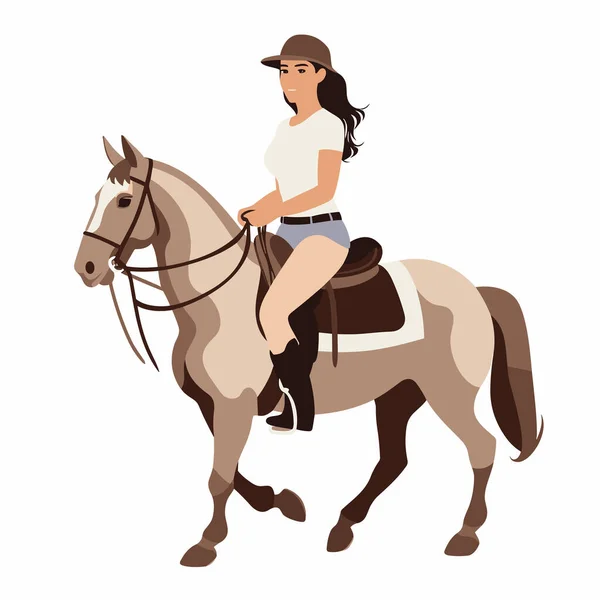 Mädchen Sattel Pferd Vektor Flach Minimalistische Isolierte Illustration — Stockvektor