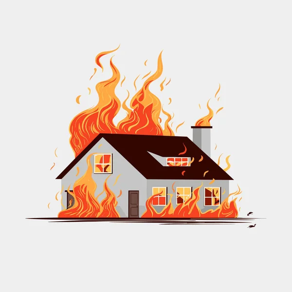 Σπίτι Στην Πυρκαγιά Διάνυσμα Επίπεδη Μινιμαλιστική Απομονωμένη Εικόνα — Διανυσματικό Αρχείο