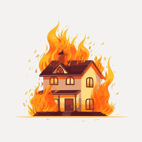 Casa Fuego Vector Plano Minimalista Ilustración Aislada — Archivo Imágenes Vectoriales