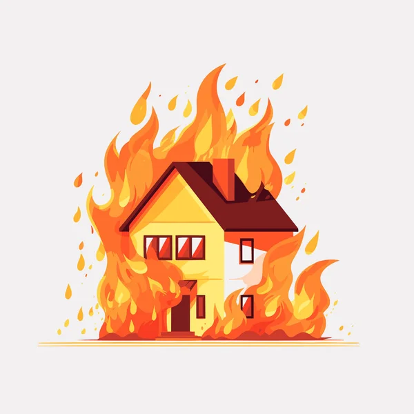Huis Brandvector Platte Minimalistische Geïsoleerde Illustratie — Stockvector