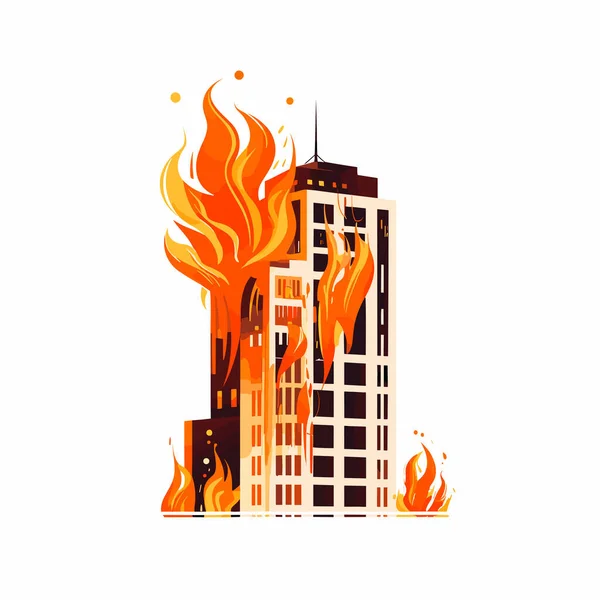 Rascacielos Fuego Vector Plano Ilustración Aislada Minimalista — Vector de stock