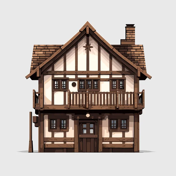Drewno Budynek Wektor Płaski Minimalistyczny Izolowane Ilustracja — Wektor stockowy