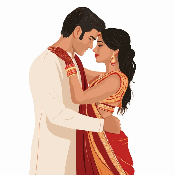 印度婚礼矢量平面简约孤立的例证 — 图库矢量图片