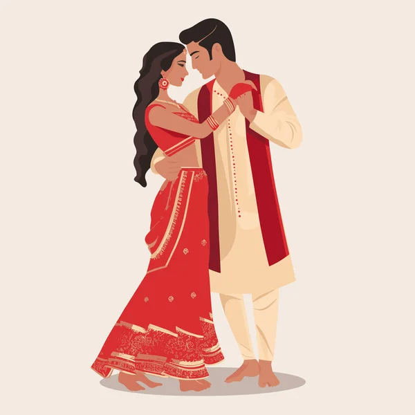 印度婚礼矢量平面简约孤立的例证 — 图库矢量图片