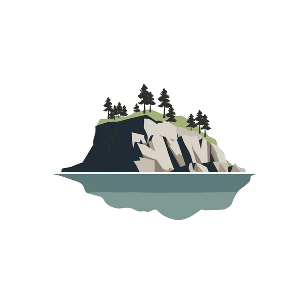 Felseninsel Meeresvektor Flach Minimalistisch Isoliert Illustration — Stockvektor