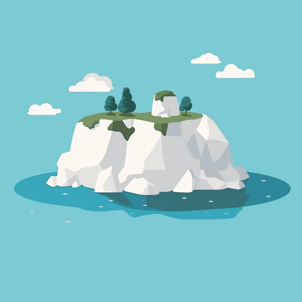 Isola Rocciosa Vettore Marino Appartamento Minimalista Isolato Illustrazione — Vettoriale Stock