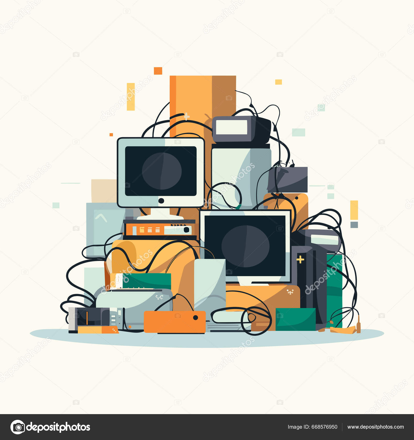 cartoon pile of electronics
