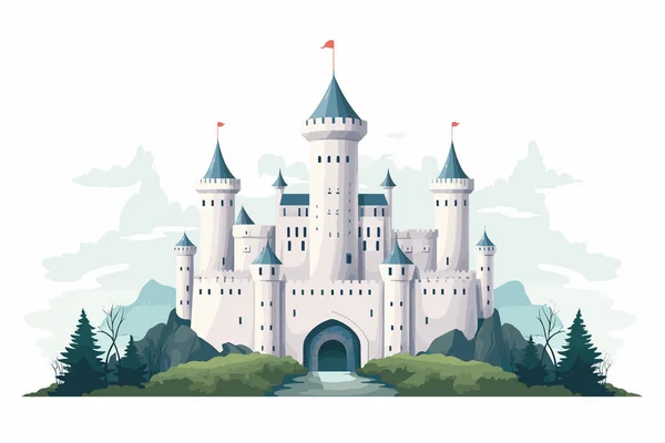 城堡矢量平面简约的资产孤立的例证 — 图库矢量图片