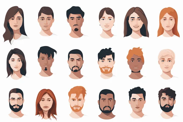 Collection People Face Emotions Set Vector Isolated Illustration — Stock Vector