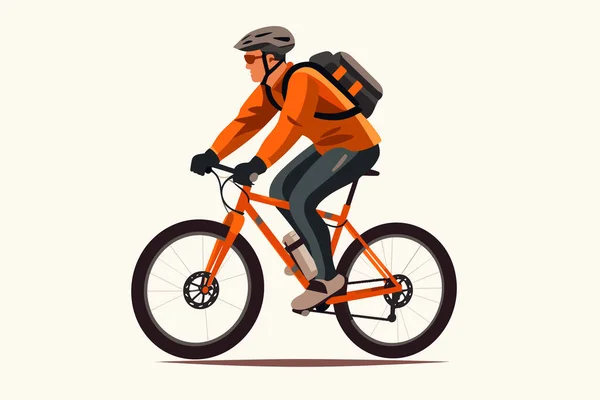 Homme Sur Vélo Vecteur Plat Minimaliste Illustration Isolée — Image vectorielle