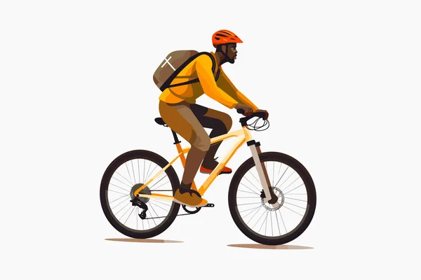 Mann Auf Fahrrad Vektor Flach Minimalistische Isolierte Illustration — Stockvektor