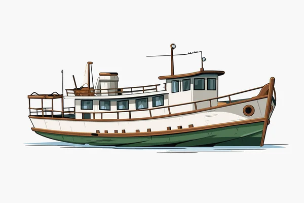 Old Boat Vector Flat Minimalistic Isolated Illustration — Stock Vector