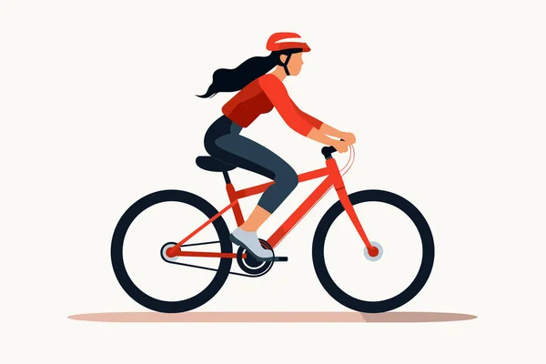 自転車ベクターの女性フラットミニマルな単離イラスト — ストックベクタ