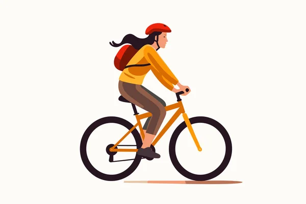 Femme Sur Vélo Vecteur Plat Minimaliste Isolé Illustration — Image vectorielle